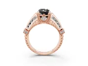 Radiant Cut Vintage Milgrain Engagement Ring Setting for a Black Center | Hidden Halo | Rose Gold