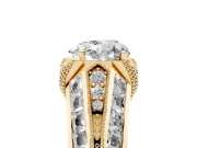 Heart Cut Diamond Vintage-Inspired Milgrain Ring Set in Yellow gold with Accent Split Shank