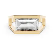 Baguette East-West Geometric Solitaire Engagement Ring Setting | Open Sides | Yellow Gold