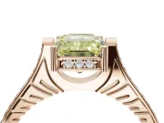 Emerald Cut Vintage Cathedral Engagement Ring Setting for a Fancy Yellow Lab-Grown Diamond | Carved Band | Rose Gold