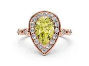 Pear-Shaped Halo Engagement Ring Setting for a Fancy Yellow Lab-Grown Diamond | Bezel Station Shoulders | Rose Gold