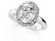 Oval Thin Halo Low Profile Engagement Ring Setting | Slim Plain Band | Platinum