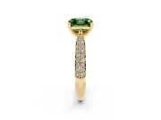 Asscher Cut Pavé Engagement Ring Setting for a Fancy Green Lab-Grown Diamond | Multi-Row Shoulders | Yellow Gold