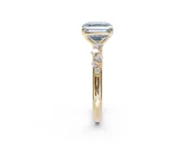 Asscher Cut Graduated Solitaire Engagement Ring Setting for a Fancy Blue Lab-Grown Diamond | Yellow Gold