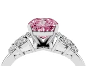 Cushion Cut Leaf Cluster Engagement Ring Setting for a Fancy Pink Lab-Grown Diamond | White Gold