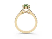 Pear-Shaped Hidden Halo Pave Engagement Ring Setting for a Fancy Green Lab-Grown Diamond | Claw Prongs | Yellow Gold
