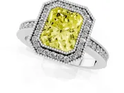 Radiant Cut Halo Engagement Ring Setting for a Fancy Yellow Lab-Grown Diamond | Sterling Silver - Design NV-24886