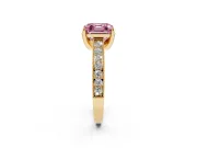 Asscher Cut Hidden Halo Engagement Ring Setting for a Fancy Pink Lab-Grown Diamond | Milgrain Pave | Yellow Gold