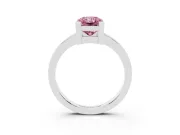 Fancy Pink Radiant Cut Diamond Solitaire Ring Set in Silver with Prong Head and Smooth Polished Band