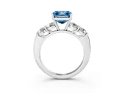 Asscher Cut Five Stone Engagement Ring Setting for a Fancy Blue Lab-Grown Diamond | Prong Set Side Stones | Platinum