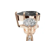 Fancy Black Pear-Shaped Lab-Grown Diamond Three-Stone Ring Set in Rose Gold with Channel-Set Band and Prong Setting