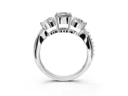 Cushion Cut Three Stone Engagement Ring Setting for a Fancy Green Lab-Grown Diamond | Tapered Pave Band | Platinum