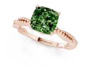 Cushion Cut Twisted Engagement Ring Setting for a Fancy Green Lab-Grown Diamond | Beaded Twist | Rose Gold