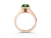 Fancy Green Princess Cut Diamond Halo Ring Set in Rose gold with Cathedral Band and Prong Setting