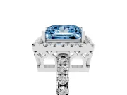 Fancy Blue Princess Cut Diamond Pavé Band Halo Engagement Ring Set in Silver with Prong Setting