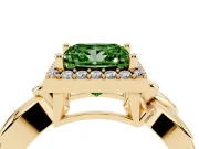Princess Cut Floral Halo Engagement Ring Setting for a Fancy Green Lab-Grown Diamond | Yellow Gold