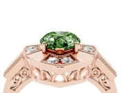 Pear-Shaped Milgrain Sectioned Halo Engagement Ring Setting for a Fancy Green Lab-Grown Diamond | Rose Gold