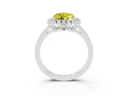 Fancy Yellow Heart Cut Diamond Halo Ring Set in Silver with Round Halo and Smooth Solitaire Band