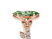 Marquise Leaf Pavé Engagement Ring Setting for a Fancy Green Lab-Grown Diamond | Rose Gold