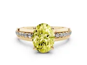 Oval Channel Set Solitaire Engagement Ring Setting for a Fancy Yellow Lab-Grown Diamond | Rope Collar Head | Yellow Gold