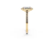 Emerald Cut Halo Engagement Ring Setting | Tapered Band | Yellow Gold