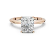 Radiant Cut Solitaire Engagement Ring Setting | Tapered Plain Band | Rose Gold