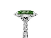 Emerald Cut Floral Petal Engagement Ring Setting for a Fancy Green Lab-Grown Diamond | Petal Accents | Platinum