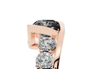 Princess Cut Bezel Bypass Engagement Ring Setting for a Black Center | Round Side Stones | Rose Gold