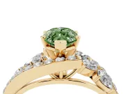 Marquise Bypass Pavé Engagement Ring Setting for a Fancy Green Lab-Grown Diamond | Yellow Gold