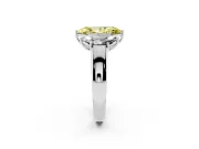 Fancy Yellow Three-Stone Marquise Cut Diamond Ring Set in Platinum with Matching Prong Settings and Plain Band