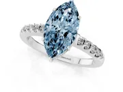 Marquise Hidden Halo Solitaire Engagement Ring Setting for a Fancy Blue Lab-Grown Diamond | Shared Prong Band | Platinum