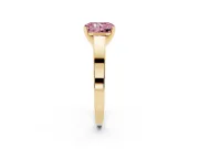 Fancy Pink Radiant Cut Diamond Solitaire Engagement Ring Set in Yellow gold with Prong Setting and Tapered Band