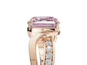 Asscher Cut Bypass Solitaire Engagement Ring Setting for a Fancy Pink Lab-Grown Diamond | Pavé Strands | Rose Gold