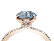 Round Pavé Engagement Ring Setting for a Fancy Blue Lab-Grown Diamond | Rose Gold - Design NV-24928
