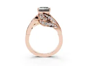Fancy Black Princess Cut Diamond Solitaire Ring Set in Rose gold with Layered Twist Pavé Band