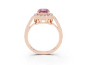 Radiant Cut Halo Engagement Ring Setting for a Fancy Pink Lab-Grown Diamond | Polished Halo Rim | Rose Gold