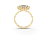 Pear-Shaped Bezel Halo Engagement Ring Setting for a Fancy Blue Lab-Grown Diamond | Yellow Gold