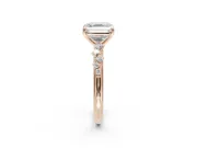 Asscher Cut Solitaire Engagement Ring Setting | Graduated Scattered Accents | Rose Gold