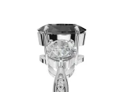 Fancy Black Oval Lab-Grown Diamond Three-Stone Ring Set in Platinum with Channel-Set Band and Prong Setting