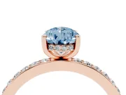 Pear-Shaped Hidden Halo Engagement Ring Setting for a Fancy Blue Lab-Grown Diamond | Rose Gold