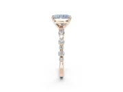 Radiant Cut Pavé Solitaire Engagement Ring Setting for a Fancy Blue Lab-Grown Diamond | Alternating Accents | Rose Gold