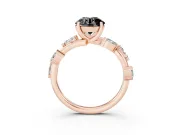 Round Twisted Vine Engagement Ring Setting for a Black Center | Marquise Side Stones | Rose Gold