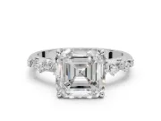 Asscher Cut Solitaire Engagement Ring Setting | Graduated Scattered Accents | Platinum