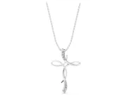 Round Lab-Grown Diamond Graduated Twist Cross Necklace | Infinity Loops | Sterling Silver