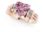 Heart-Shaped Bar-Set Engagement Ring Setting for a Fancy Pink Lab-Grown Diamond | Rose Gold