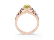 Oval Graduated Side Stone Engagement Ring Setting for a Fancy Yellow Lab-Grown Diamond | Flat Top Band | Rose Gold