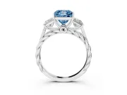 Princess Cut Three Stone Engagement Ring Setting for a Fancy Blue Lab-Grown Diamond | Braided Band | Platinum