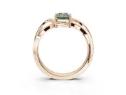 Emerald Cut Bypass Solitaire Engagement Ring Setting for a Fancy Green Lab-Grown Diamond | Pavé Strands | Rose Gold