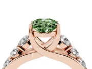 Oval Graduated Engagement Ring Setting for a Fancy Green Lab-Grown Diamond | Rose Gold