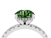 Round Hidden Halo Solitaire Engagement Ring Setting for a Fancy Green Lab-Grown Diamond | Pave Band | Platinum